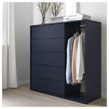 86.6 or 101 wardrobe and storage double door. Nordmela Chest Of Drawers With Clothes Rail Black Blue 46 7 8x46 1 2 Ikea In 2021 Bedroom Storage Ideas For Clothes Clothes Drawer Bedroom Chest Of Drawers