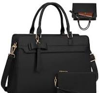 Navy Blue PU Leather Laptop Tote Bag For Women (15-16 Inch), Waterproof...