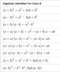 1 algebra number system algebra: Maths Formulas Of Class 8 Maharashtra State Board Brainly In