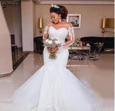 Luxury Beading Mermaid Wedding Dress Long Sleeve Appliques Pearls African Wedding Gowns Plus Size Vestido De Noiva From Bettybridal In 2021 Sheer Wedding Dress Plus Wedding Dresses Latest Wedding Gowns