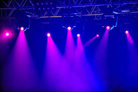Red Stage Spotlights Red Spotlights On Empty Stage Stage Spotlights Stage Lighting Design Disco Lights
