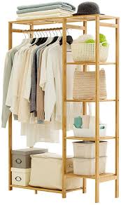 Use it as a clothes hanger rack in a bedroom or roll it into the entryway to use as a coat rack. Ufine Bamboo Garment Rack 6 Tier Storage Shelves Clothes Hanging Rack With Side Hooks Heavy Portable Wardrobe Closet Clothing Rack Bedroom Wooden Clothes Rack