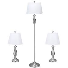 Usb table lamp, aooshine bedside table lamps with 2 useful usb charging ports, solid wood nightstand lamp with grey fabric shade, ambient light perfect for bedroom, living room. Amazon Com Tangkula 3 Pack Lamp Set Vintage Style Metal Base Floor Lamp And Table Lamps Set For Home Living Room Bedroom Ul Certificate 3 Piece Lamp Set Nickel Finish Nickel Home Kitchen