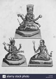 Brahma, Vishnu and Shiva, trinity of Hindu deities, India ...