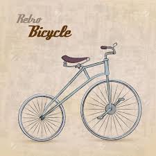 Vintage Retro Fahrrad Mit Hand Gezeichneten Entwurf Retro Fahrrad Altes Fahrrad Fahrrad