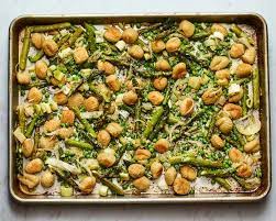 Sheet Pan Gnocchi With Asparagus Leeks And Peas Recipe Recipe Pea Recipes Cooking Gnocchi