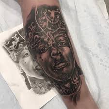 They all hav3 sum type of meaning. Duke Riley Tattoos A Portrait Of Lil Wayne On His Leg