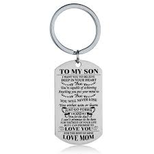 4.6 out of 5 stars. Son Keychain Key Ring Believe Inspirational Gifts From Dad Mom Birthday Graduation Christmas Gifts Son Keychain From Mom Buy Online In Guernsey At Guernsey Desertcart Com Productid 94029585