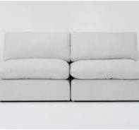 Alana Linen Grey White Fabric Modular 2 Piece Armless Apartment Sofa