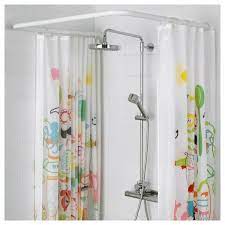 Vikarn Shower Curtain Rod White Ikea Shower Curtain Rods Curtain Rods Shower Curtain