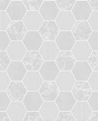Fine Decor Kitchen Bathroom Charcoal Silver Glitter Hex Wallpaper Fd42414