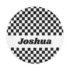 Black And White Checker Black And White Checker Flag Paper Plate Zazzle Com Checkered Flag Paper Plates Birthday Checkered