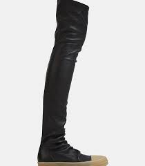 Right shoe only rrp €1005 rick owens leather sneaker boot eu 41 uk 8 us 11 ombre. Rick Owens Thigh High Leather Sock Sneaker Boots In Black Modesens