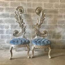 French Blue Silver Baroque Chairs A Pair Made To Order Rococo Furniture Baroque Chair Baroque Decor