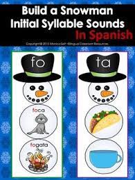 Build A Snowman Initial Syllable Sounds In Spanish Teaching Syllables Syllable Spanish