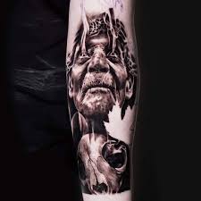 Black And Grey Realism Tattoo Artists London Sleeve Tattoo In Black And Grey Realism Of Old Man Portrait London Uk Deathtattoos Portraittattoos Sleevetattoo Old Man Portrait Sleeve Tattoos Portrait