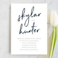 Funky Names Wedding Invitation Petite Cards In Navy By Phrosne Ras Customizable Wedding Invitations Wedding Ceremony Invitations Square Wedding Invitations