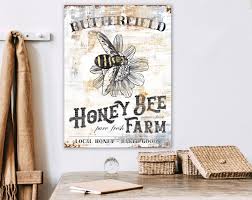 Rustic Chic Large Farmhouse Sign Custom Vintage Sign Etsy In 2021 Honey Bee Decor Farmhouse Wall Art Name Wall Art