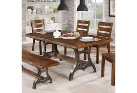 Dining table + chair pairings. Furniture Of America Leann Rustic Dining Table With Metal Trestle Dream Home Interiors Dining Tables