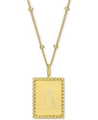Buy designer gold necklace for women online. Sarah Chloe Engraved Initial Square Pendant Necklace In 14k Gold Plated Sterling Silver 18 2 Extender Reviews Necklaces Jewelry Watches Macy S