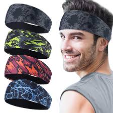 Sports Headband for Men 4 Pack Moisture-Wicking Bands for Running Yoga &  Cross Training