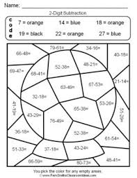 2nd Grade Go Math 5 7 Rewrite 2 Digit Subtraction Color By Numbers Go Math Subtraction Math 5