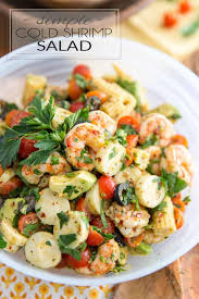 For the full recipe with ingredient measurements and directions, see the printable option below. Simple Cold Shrimp Salad The Healthy Foodie