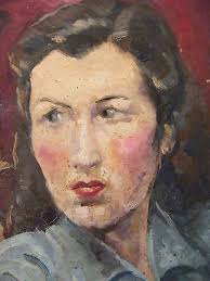 Portrait Woman Gouache Paper André Simon (1926-2014) Lorraine Artist