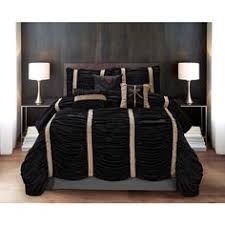 Black And White King Size Comforter 7 Piece Baraniece Black Gold Comforter Set 49 Liked On Polyvore Featuring Home Bed Bath Bedding White And Gold Comforter Bed Comforter Sets Gold Bed