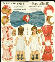 C1920 Farine Lactee Poupees Nestle Advertising Paper Doll W 3 Costume 4 Hats Paper Dolls Victorian Paper Dolls Vintage Paper Dolls