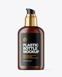 Download Frosted Amber Cosmetic Bottle With Pump Mockup In Bottle Mockups On Yellow Images Object Mockups