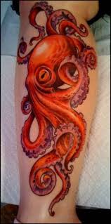 Attractive octopus tattoo on left full leg. Attractive Octopus Tattoo Design For Leg