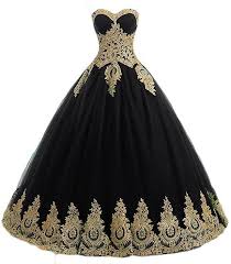 Black And Gold Dress Amazon Lmbridal Women S Sweetheart Graphic Strapless Long Gown Dress Black 2 At Amazon Women S Clothing Sto Ball Gowns Gold Evening Dresses Quinceanera Dresses Gold
