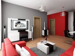 Red And Grey Wall Scheme In Simple Modern Living Room Home Interior Decor Small Apartment Living Room Grey And Red Living Room Apartment Living Room Design