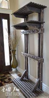Diy Hall Tree Coat Rack Inspired By Pottery Barn Remodelaholic Want This But With A Bench At The Bottom Diy Coat Rack Tree Coat Rack Diy Hall Tree