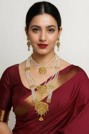 SMARNN 22K Micro Gold Plated Sita Rani Neckalce with Dori for Women Pearl,  Zircon Gold-plated Plated Metal, Stone, Mother of Pearl, Dori Necklace Set  Price in India