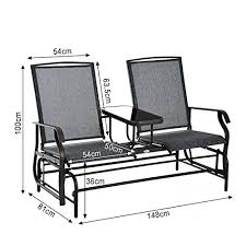 Outsunny 2 person outdoor sling fabric double glider rocker chair with table brown and grey. Metal Double Glider Rocking Chair Astonshedsuk