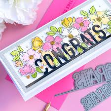 If you love making cards, you will be in card making heaven here. Sss Congrats On A Line Slimline Border Word Dies Bibi Cameron