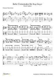 belki ustumuzden bir kus gecer gitar nota tab gitaregitim net gi tar notalara dokulmus muzik gitar akordu