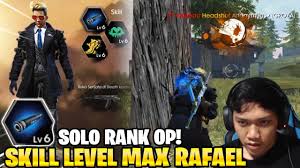 Guna menyaingi keseruan pubg mobile, free fire turut mengembangkan berbagai karakter untuk menambah keseruan permainan. Kekuatan Level Max Rafael Solo Ranked Auto Booyah Garena Free Fire Youtube