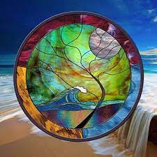 Browse 476 circular stained glass window stock photos and images available, or start a new search to explore more stock photos and images. Amazon Com Stained Glass Window Xl 28 Round Wave Tree Moonlight Handmade