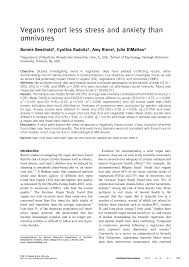 Pdf Vegans Report Less Stress And Anxiety Than Omnivores