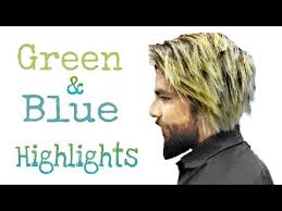 Highlights for short hair = fun! Green And Blue Highlights On Black Hair Men Blonde Highlights Youtube