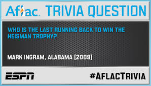 Challenge them to a trivia party! Espn College Football On Twitter The Aflacduck Trivia Answer Mark Ingram Alabama 2009 Aflactrivia Https T Co G64k2m0bcb