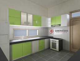 Desain kitchen set modern minimalis dengan kombinasi material berbeda. Dapur Minimalis Warna Hijau Dekorasi Rumah