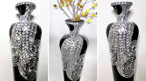 Planning a party but can't think of a theme? Diy Bling Vase From Scratch With Cardboard Large Floor Vase Inexpensive Home Decor Ideas Youtube