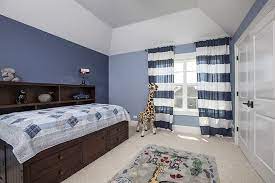 Boy Bedroom Paint Color Sherwin Williams Aleutian With Sherwin Williams Distance On Accent Wall Bedroom Colors Bedroom Paint Colors Boys Bedroom Paint