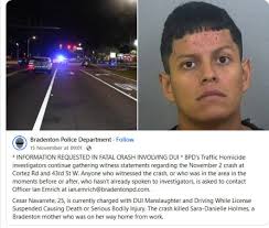 Bond Reduction Requested by Attorney for Cesar Navarette, the Drunk Driver  Who Killed Sara-Danielle Holmes