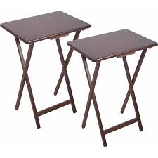 Folding Tv Tray 2pk Walnut Walmart Com Tv Stand And Coffee Table Set Tv Stand And Coffee Table Snack Table Set