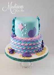 This easy mermaid cake is shaped into a number 9 cake with a cute little mermaid tail. Under The Sea A Sweet Cake For A Little Girl Turning 3 Little Mermaid Theme Mermaid Birthday Cakes Little Mermaid Birthday Birthday Cake Girls